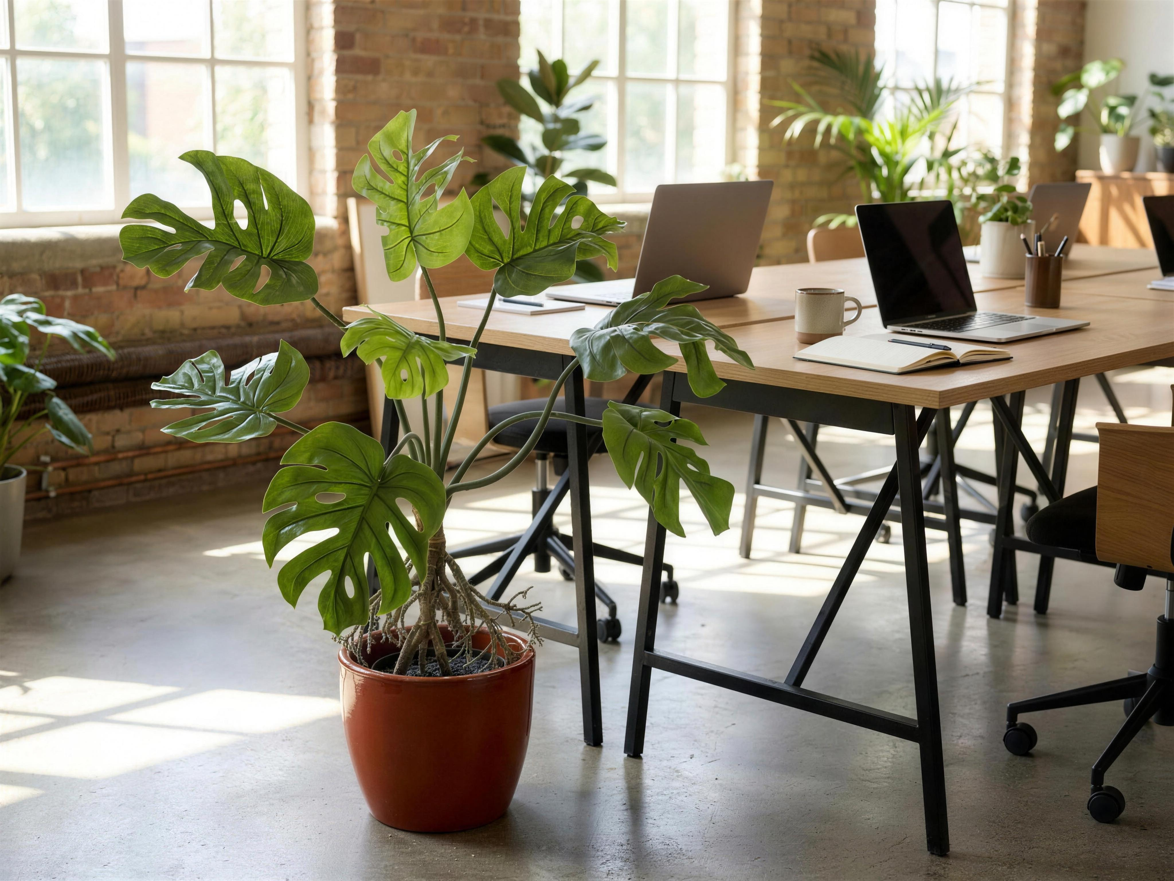 Monstera kunstplant 90 cm sfeerbeeld